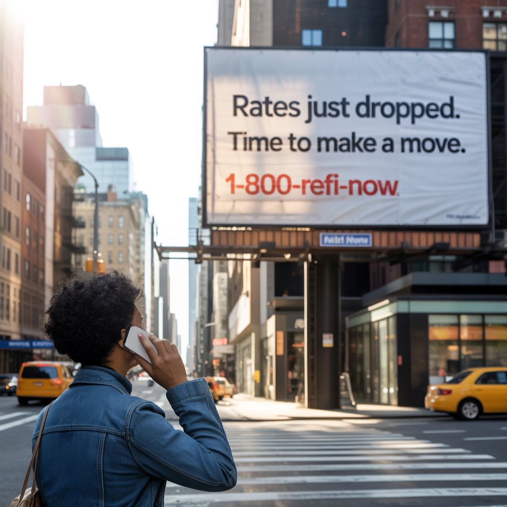 1-800-REFI-NOW billboard advertising